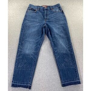 Lucky Brand Drew Mom Jeans Women 10/30A High Rise Button Fly Boho Hippie Raw Hem